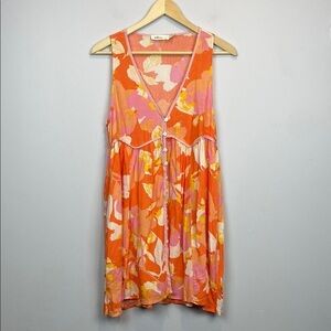 Millibon • Floral Sleeveless Dress in Orange and Pink